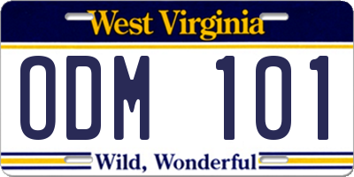 WV license plate ODM101