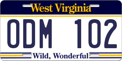 WV license plate ODM102