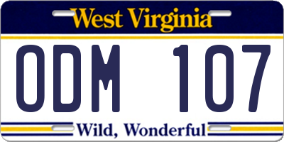 WV license plate ODM107