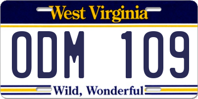 WV license plate ODM109