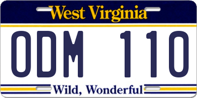 WV license plate ODM110