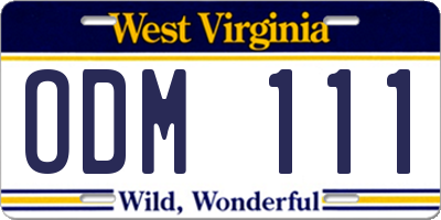 WV license plate ODM111
