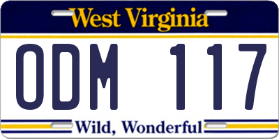 WV license plate ODM117