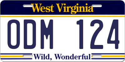 WV license plate ODM124