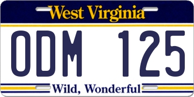 WV license plate ODM125