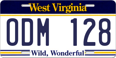 WV license plate ODM128