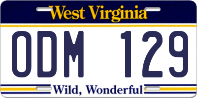 WV license plate ODM129