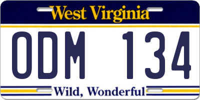 WV license plate ODM134
