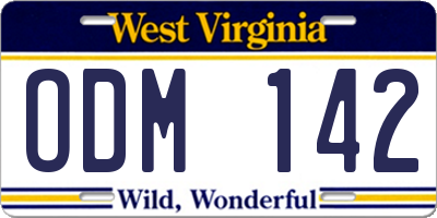 WV license plate ODM142