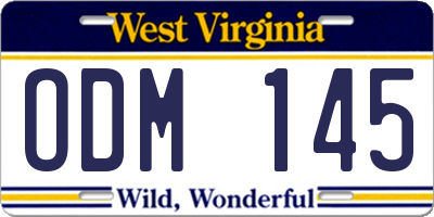 WV license plate ODM145