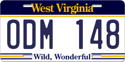 WV license plate ODM148