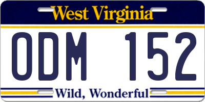 WV license plate ODM152