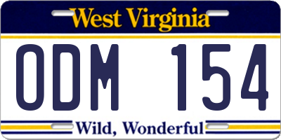 WV license plate ODM154