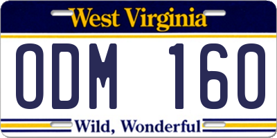 WV license plate ODM160