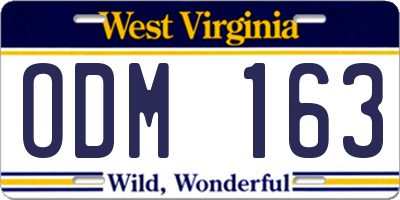 WV license plate ODM163