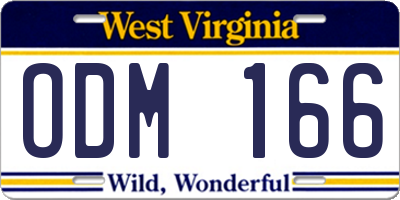 WV license plate ODM166