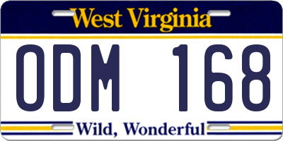 WV license plate ODM168