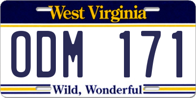 WV license plate ODM171