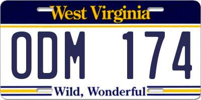 WV license plate ODM174