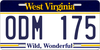 WV license plate ODM175