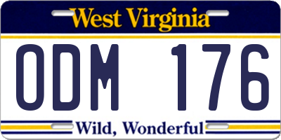 WV license plate ODM176