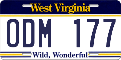 WV license plate ODM177