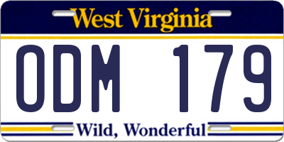 WV license plate ODM179