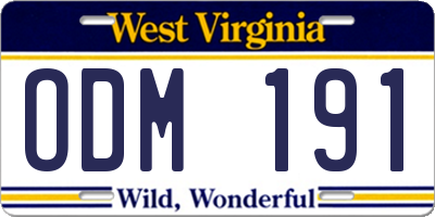 WV license plate ODM191