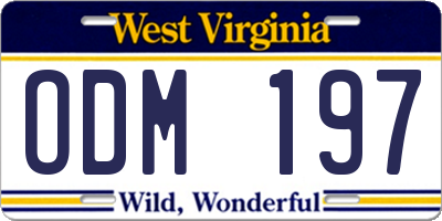 WV license plate ODM197