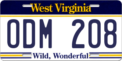 WV license plate ODM208
