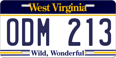 WV license plate ODM213