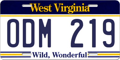 WV license plate ODM219
