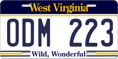 WV license plate ODM223