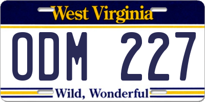 WV license plate ODM227
