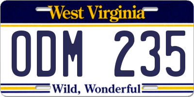 WV license plate ODM235