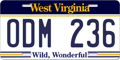 WV license plate ODM236