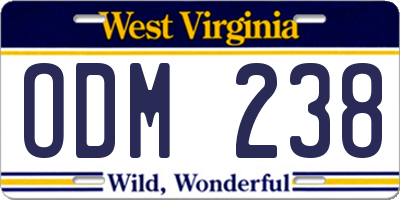 WV license plate ODM238