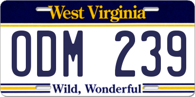 WV license plate ODM239