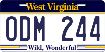 WV license plate ODM244