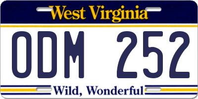 WV license plate ODM252