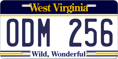 WV license plate ODM256