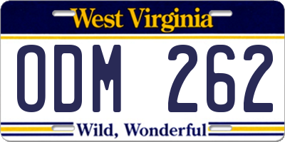 WV license plate ODM262
