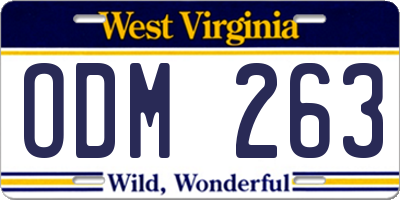 WV license plate ODM263