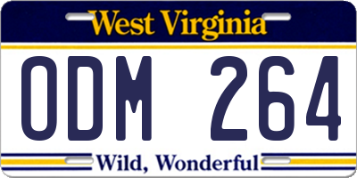 WV license plate ODM264