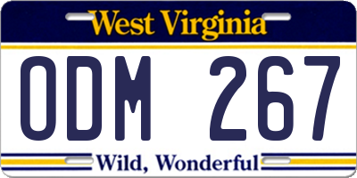 WV license plate ODM267