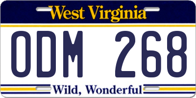WV license plate ODM268