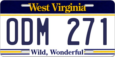 WV license plate ODM271