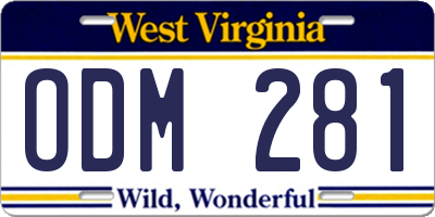 WV license plate ODM281
