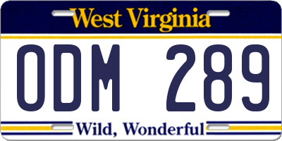 WV license plate ODM289