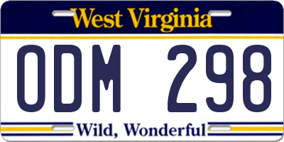 WV license plate ODM298